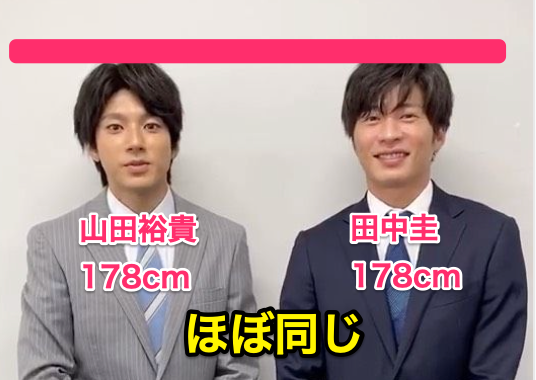 山田裕貴と田中圭の身長比較